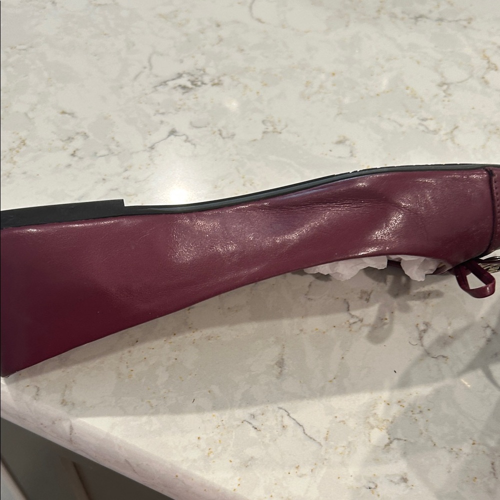 Michael Kors Burgundy Leather Ballet Flats with MK Logo Lock Bow Size 7.5M - Picture 7 of 7